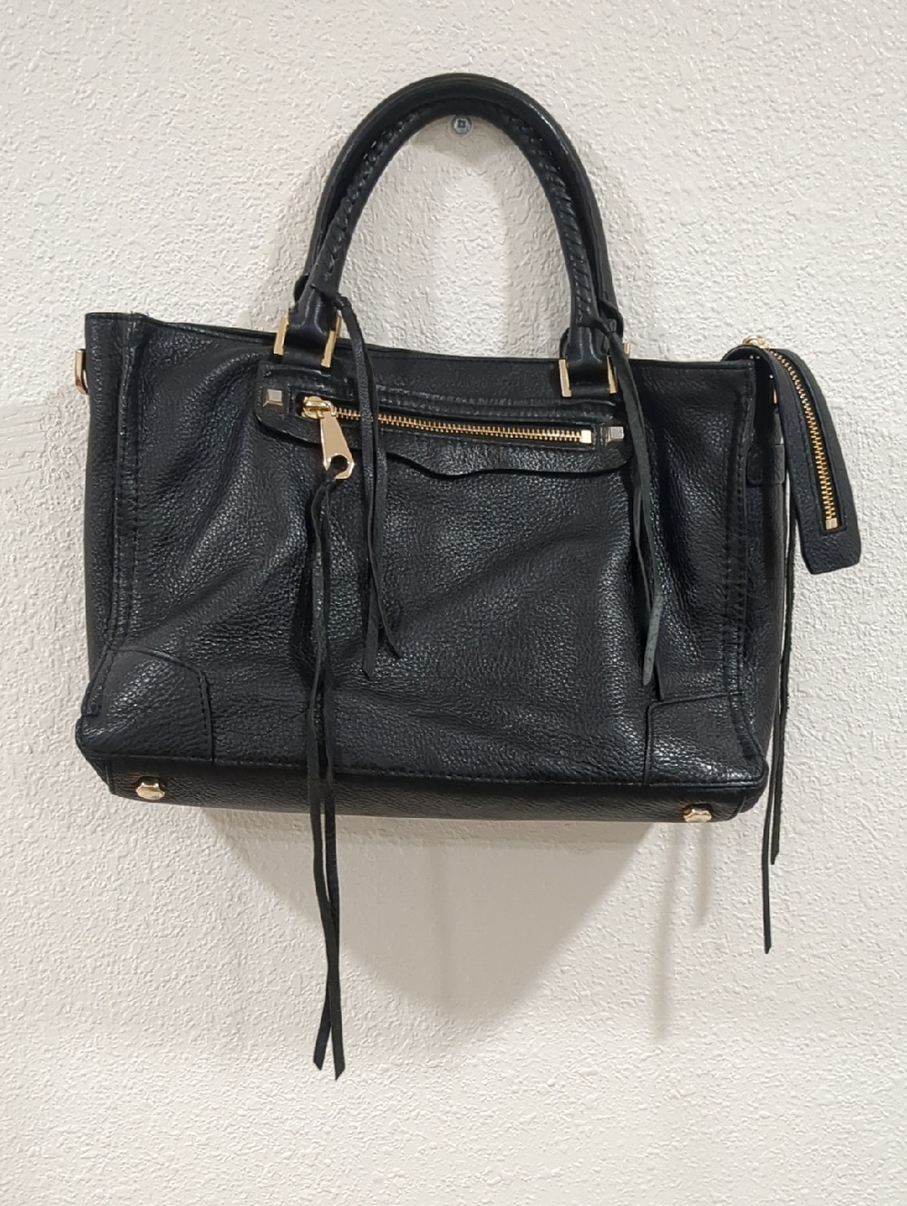 REBECCA MINKOFF Black Pebble Leather Satchel Handbag/ No Strap